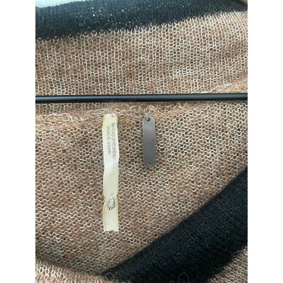 Free People Lulu Rugby Stripe Sweater XS Alpaca Cowl Neck Off Shoulder Casual - Picture 10 of 10